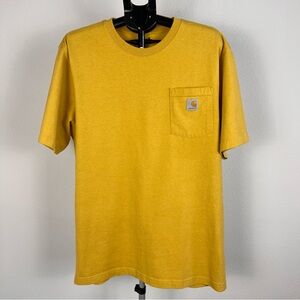 Carhartt K87 Pocket Tee Shirt L Tall Loose Fit Mustard Yellow
